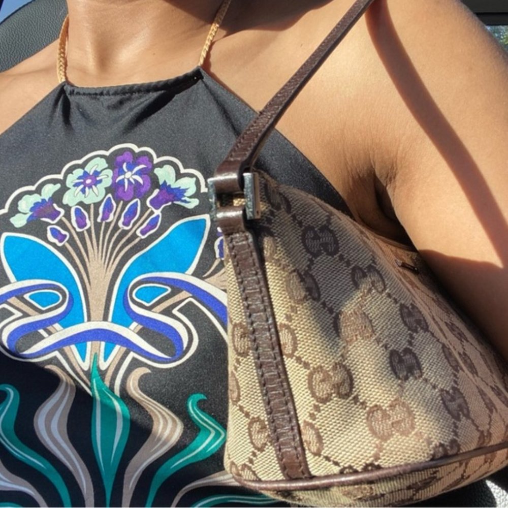 SOLD | Vintage Gucci Tom Ford Era Silk Bamboo Scarf Halter Top